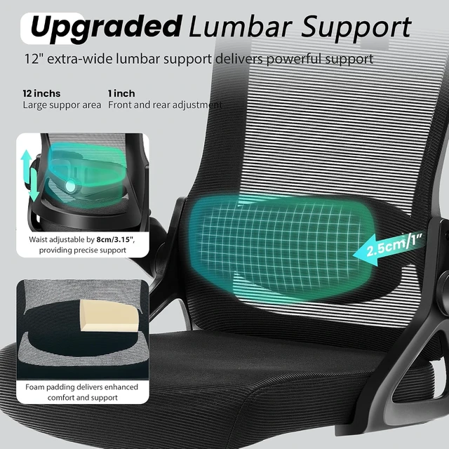 Alt view image 3 of 7 - Mesh Computer Office Chair with Adjustable Lumbar Support