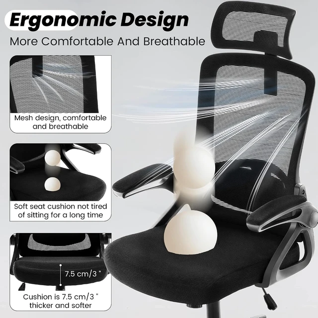 Alt view image 6 of 7 - Mesh Computer Office Chair with Adjustable Lumbar Support