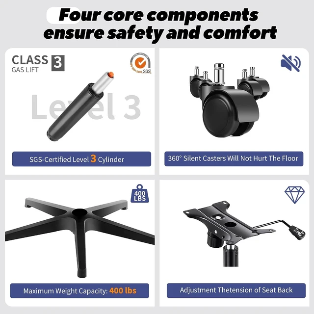 Alt view image 7 of 7 - Mesh Computer Office Chair with Adjustable Lumbar Support