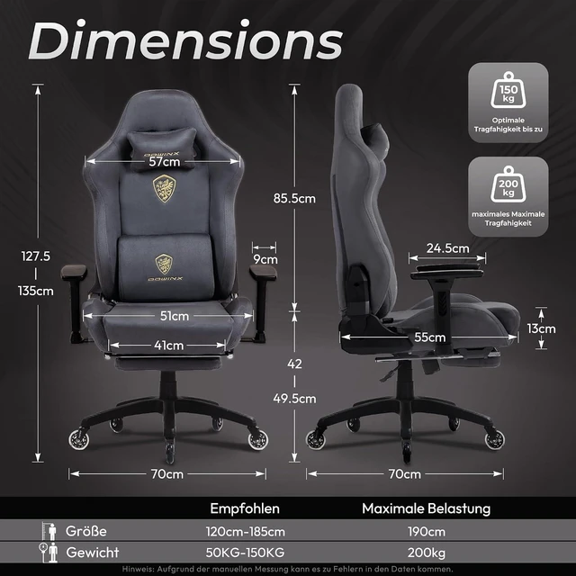 Alt view image 3 of 7 - Ergonomic Spacious Gaming Office Chair, Dark Grey