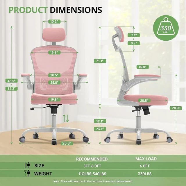 Alt view image 2 of 7 - Ergonomic Office Desk Chair, 330LBS Capacity