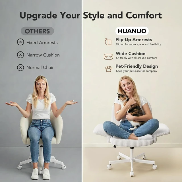 Alt view image 6 of 7 - Criss Cross Office Chair for Girls with Adjustable Armrests, White