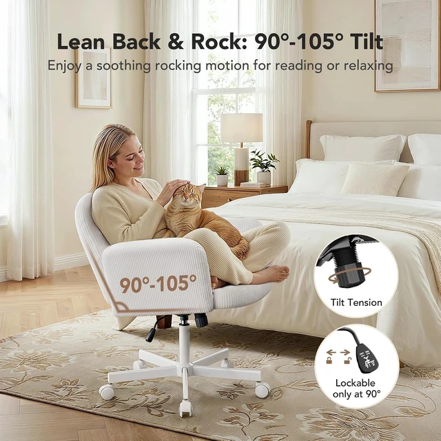 Alt view image 7 of 7 - Criss Cross Office Chair for Girls with Adjustable Armrests, White