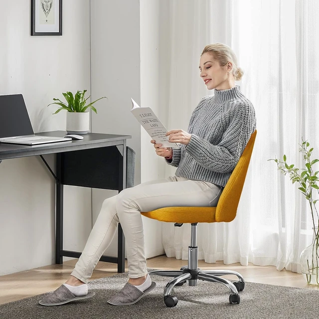 Alt view image 3 of 7 - Armless Home Office Vanity Desk Chair with Wheels