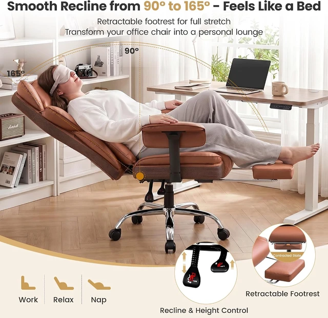Alt view image 3 of 7 - Big & Tall Office Chair 500 lbs with 23.6" Wide Seat, PU Leather