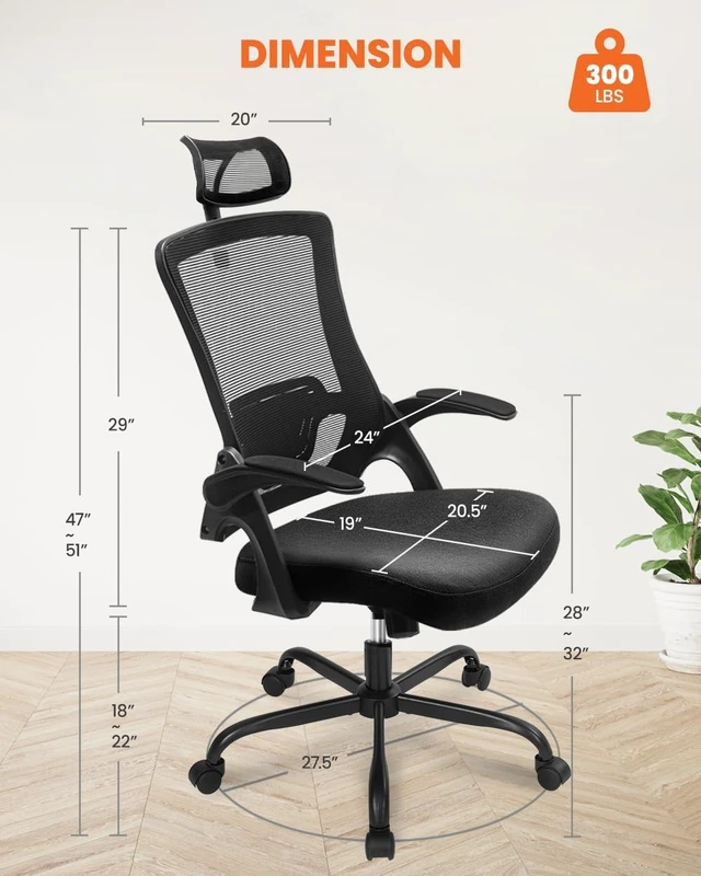 Alt view image 2 of 7 - Black Office Chair with Adjustable Ergonomic Lumbar Headrest