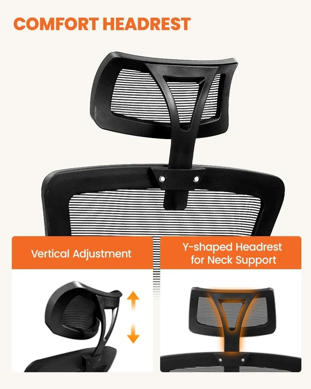 Alt view image 4 of 7 - Black Office Chair with Adjustable Ergonomic Lumbar Headrest