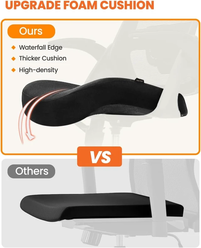 Alt view image 5 of 7 - Black Office Chair with Adjustable Ergonomic Lumbar Headrest