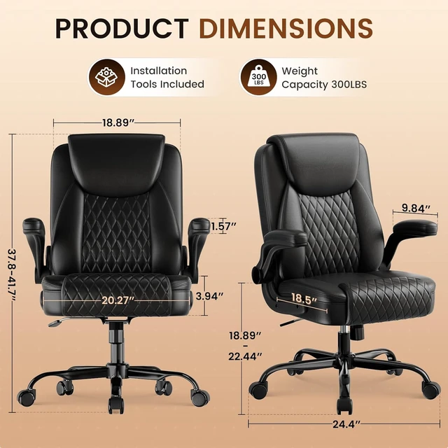 Alt view image 2 of 7 - Mid-Back Comfortable Office Chair with Flip-Up Arms, Black