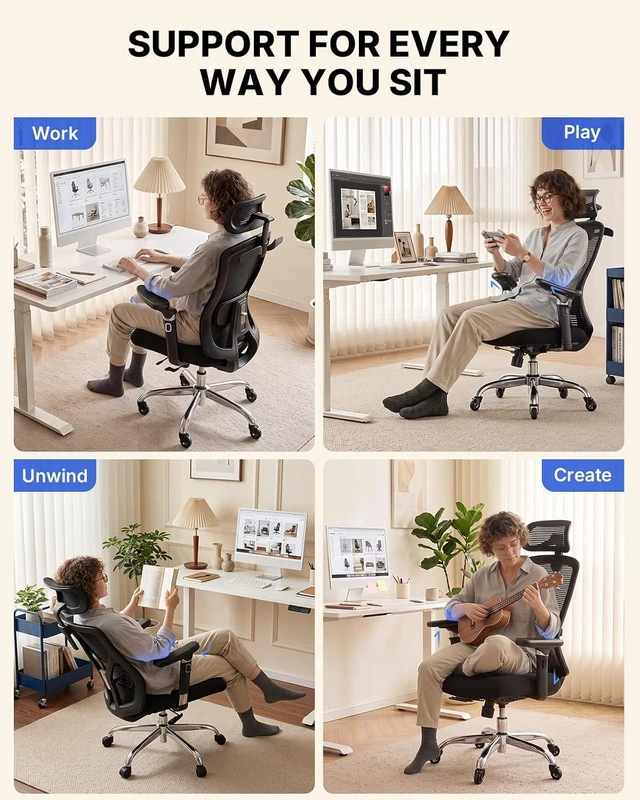 Alt view image 5 of 7 - Ergonomic Office Chair with 6D Armrests & Lumbar Support