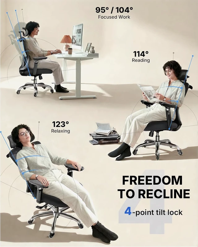Alt view image 6 of 7 - Ergonomic Office Chair with 6D Armrests & Lumbar Support