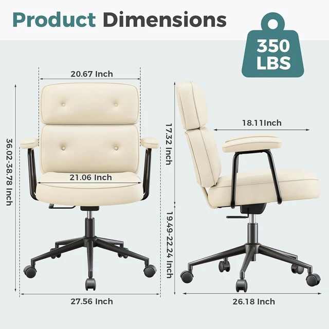 Alt view image 2 of 7 - Ergonomic PU Leather Home Office Computer Desk Chair