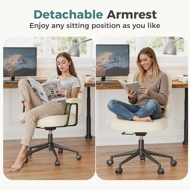 Alt view image 7 of 7 - Ergonomic PU Leather Home Office Computer Desk Chair