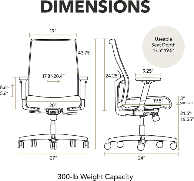Alt view image 2 of 7 - Ignition 2.0 Ergonomic Office Chair with Lumbar Support, Desk Chair, Black
