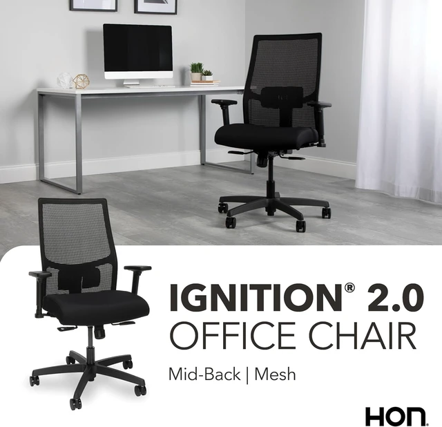 Alt view image 7 of 7 - Ignition 2.0 Ergonomic Office Chair with Lumbar Support, Desk Chair, Black