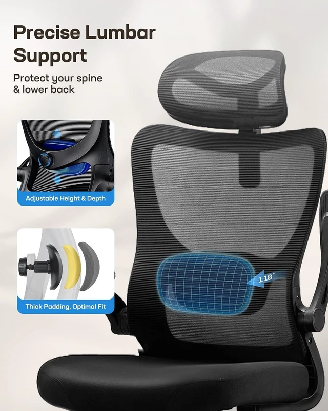 Alt view image 4 of 7 - Ergonomic Office Chair with 3D Armrests & Lumbar Support