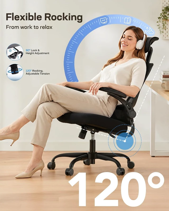 Alt view image 6 of 7 - Ergonomic Office Chair with 3D Armrests & Lumbar Support