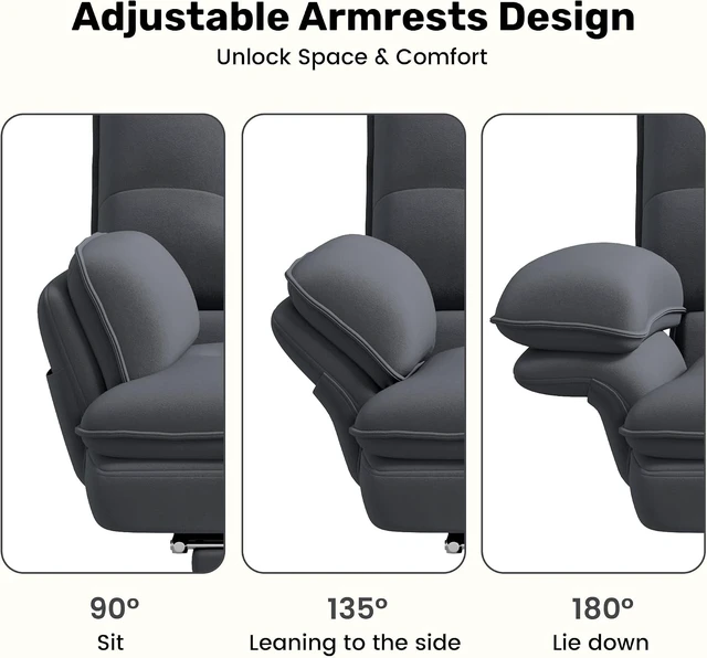Alt view image 6 of 7 - Criss Cross Office Chair with Flip-Up Armrests & Headrest 135° Reclining Swivel Velvet Chair with Wheels & Foot Rest, Big & Tall Cloud Design, Gray