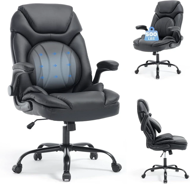 Main image of Comfy 500lbs Plus Size Office Desk Chair with Back Support, Black