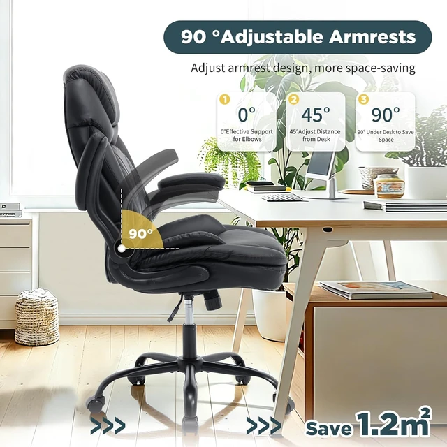 Alt view image 7 of 7 - Comfy 500lbs Plus Size Office Desk Chair with Back Support, Black