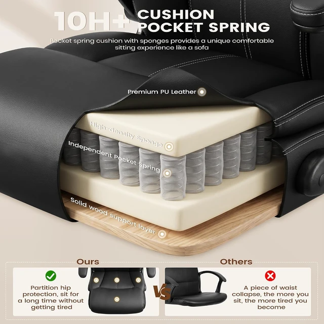 Alt view image 5 of 7 - Computer Desk Chair with Adjustable Flip-Up Armrests, Black