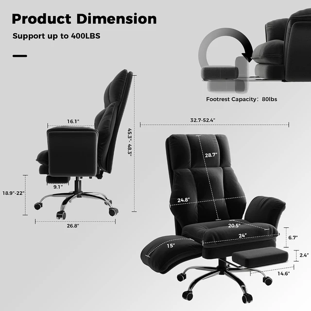 Alt view image 2 of 7 - Big & Tall Office Chair with Flip Armrests for Pets & Cross Legged Sitting