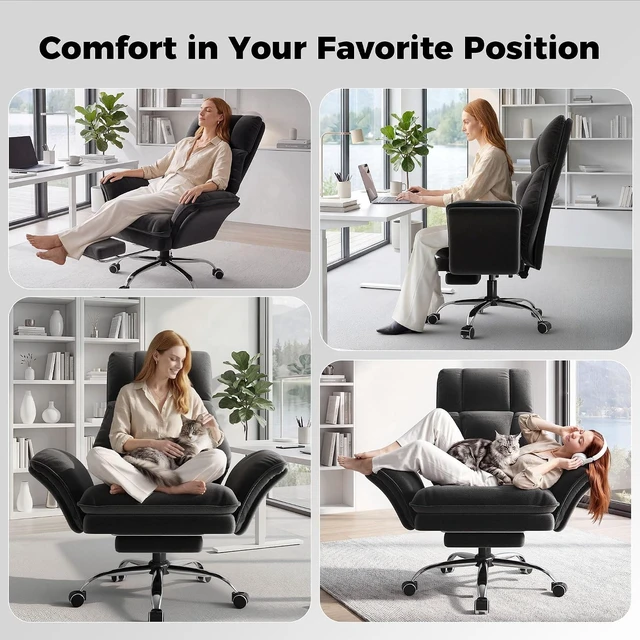 Alt view image 6 of 7 - Big & Tall Office Chair with Flip Armrests for Pets & Cross Legged Sitting