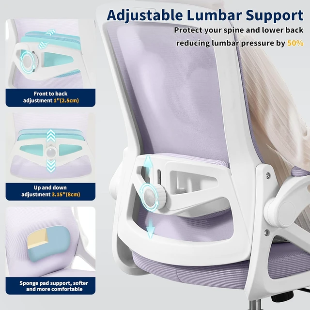 Alt view image 4 of 7 - Ergonomic Office Desk Chair with Adjustable Lumbar Support