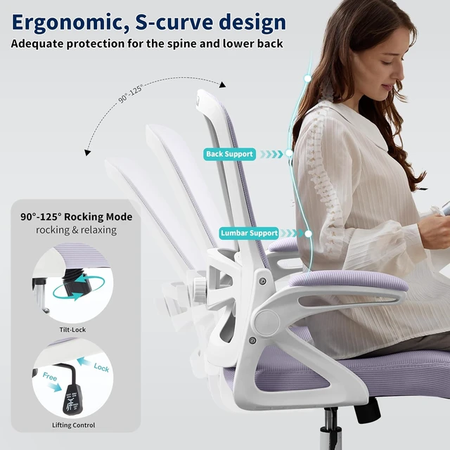 Alt view image 7 of 7 - Ergonomic Office Desk Chair with Adjustable Lumbar Support