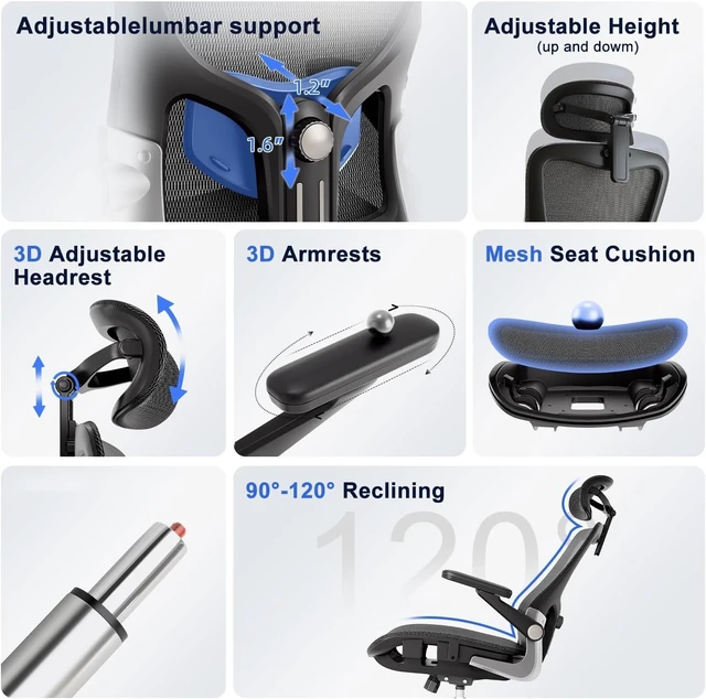 Alt view image 3 of 7 - Ergonomic Office Chair with Adjustable Lumbar Support