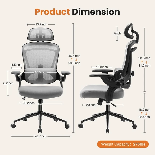 Alt view image 2 of 7 - Mesh Executive Home Office Chair, Ergonomic Computer Desk Chair