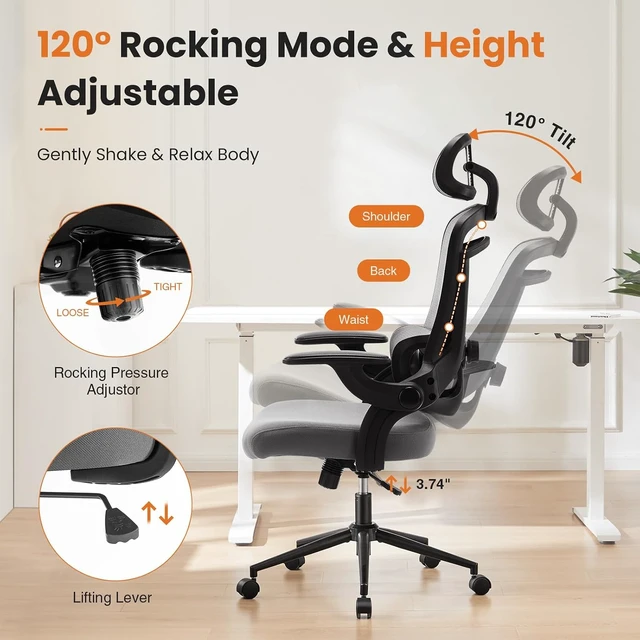 Alt view image 4 of 7 - Mesh Executive Home Office Chair, Ergonomic Computer Desk Chair
