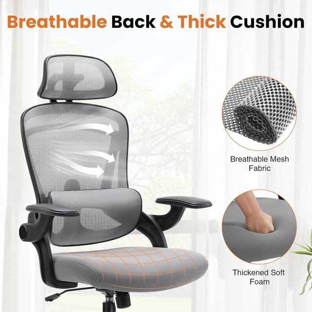 Alt view image 7 of 7 - Mesh Executive Home Office Chair, Ergonomic Computer Desk Chair