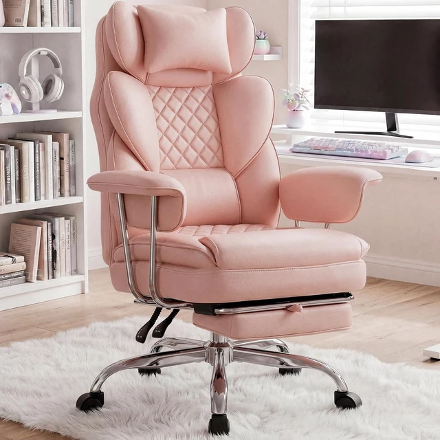Main image of Big & Tall Reclining Gaming Chair with Footrest, Pink