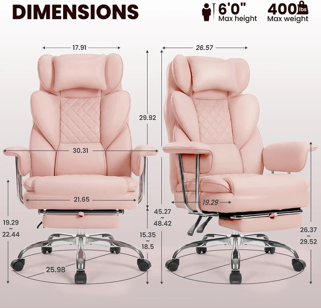 Alt view image 2 of 7 - Big & Tall Reclining Gaming Chair with Footrest, Pink