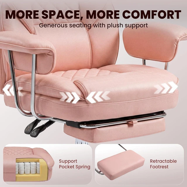 Alt view image 3 of 7 - Big & Tall Reclining Gaming Chair with Footrest, Pink