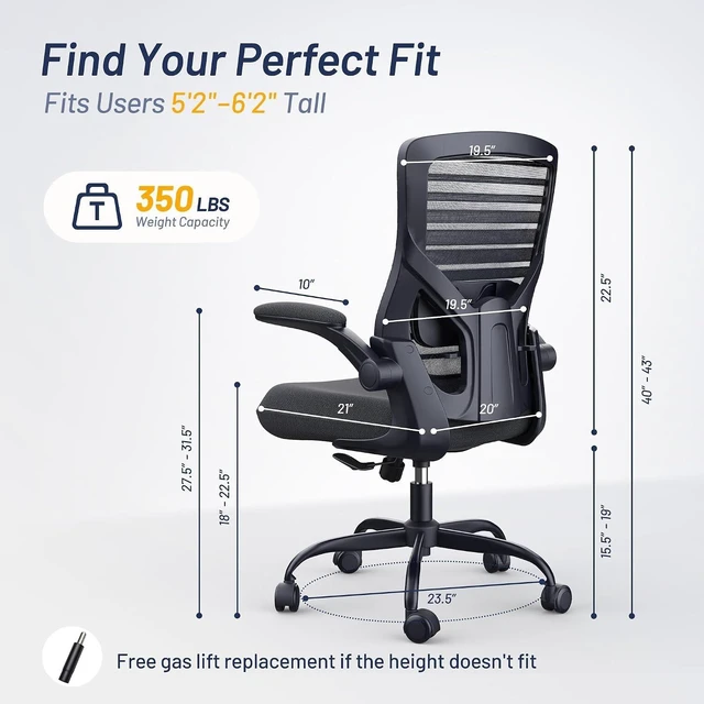 Alt view image 3 of 7 - Ergonomic Office Chair for Long Hours, 4" Molded Foam Cushion, 350 LBS