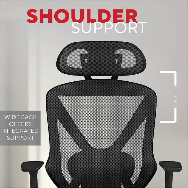 Alt view image 4 of 7 - Dexley Ergonomic Mesh Task Chair with Adjustable Lumbar Support, Black