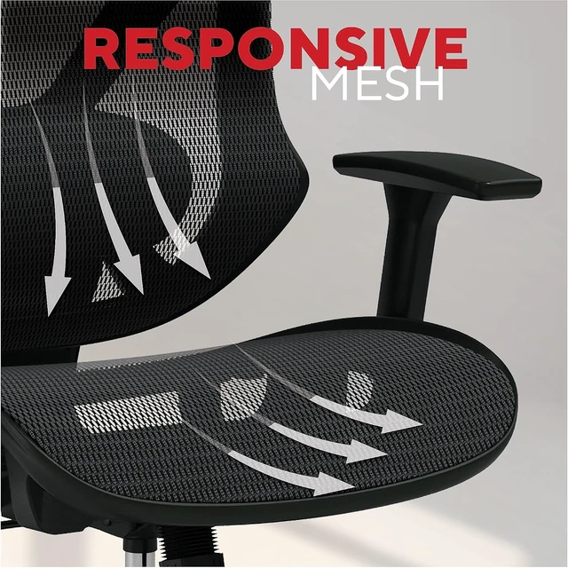 Alt view image 6 of 7 - Dexley Ergonomic Mesh Task Chair with Adjustable Lumbar Support, Black