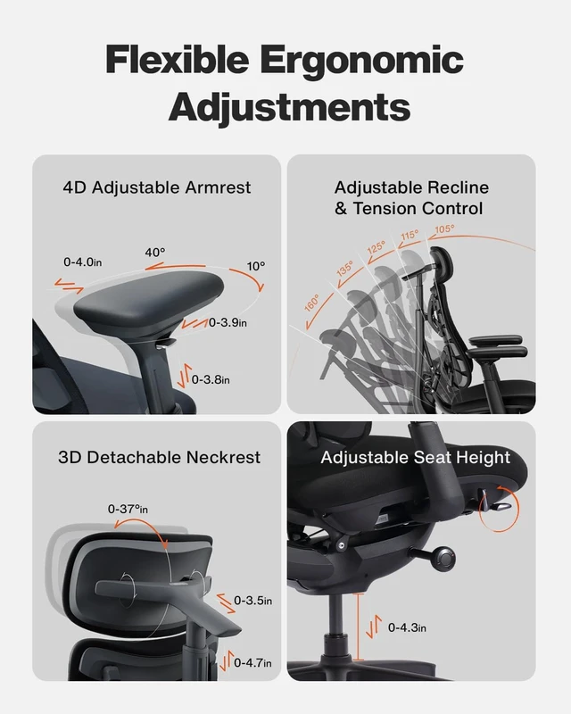 Alt view image 7 of 7 - Omni SE Dynamic Ergonomic Office Chair with Manual Lumbar, 48cm