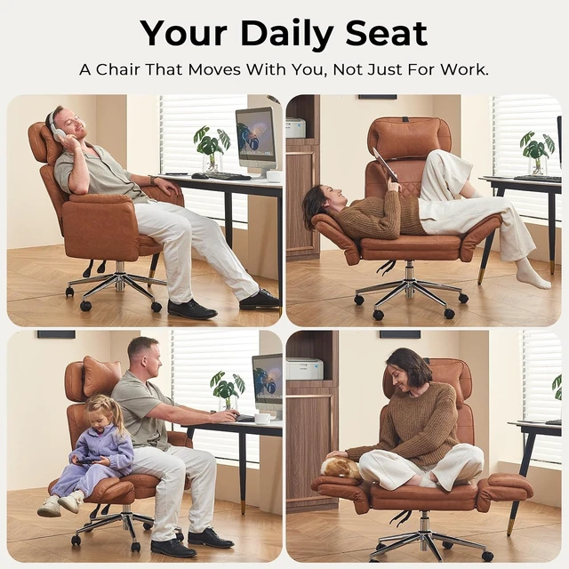 Alt view image 4 of 7 - Big & Tall Criss Cross Ergonomic Office Desk Chair with Pivot Arms