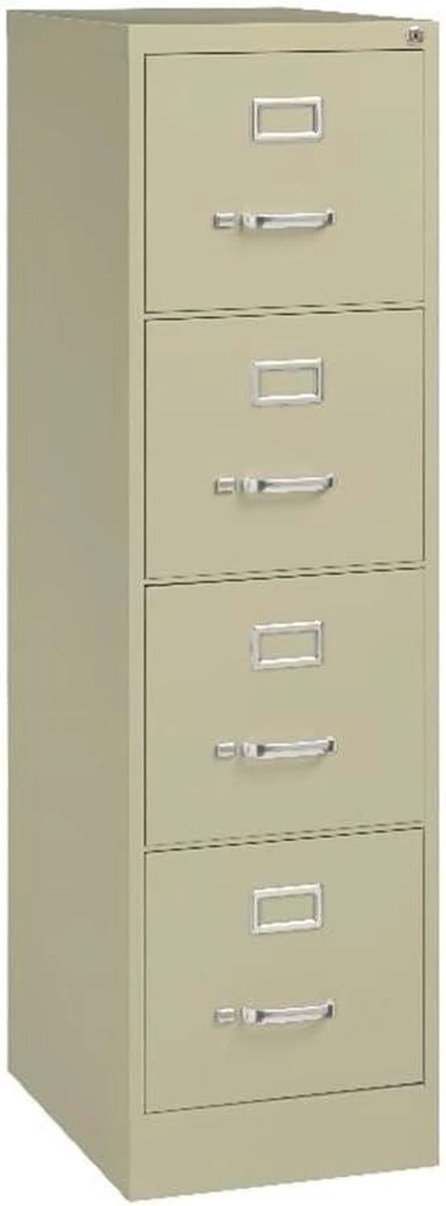Main image of Metal 4-Drawer Vertical Filing Cabinet Lockable Letter-Size Office Storage with Smooth Ball-Bearing Suspension, Putty Finish, 52" H x 15" W x 22" D
