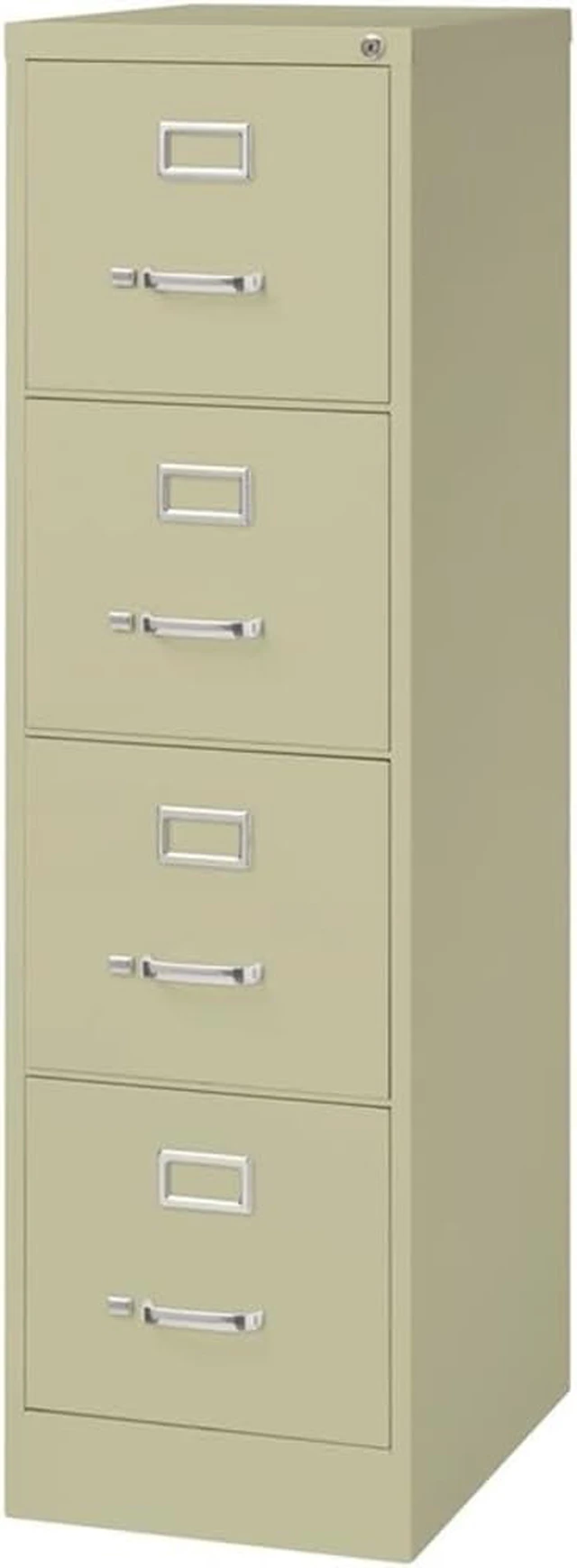 Alt view image 2 of 7 - Metal 4-Drawer Vertical Filing Cabinet Lockable Letter-Size Office Storage with Smooth Ball-Bearing Suspension, Putty Finish, 52" H x 15" W x 22" D