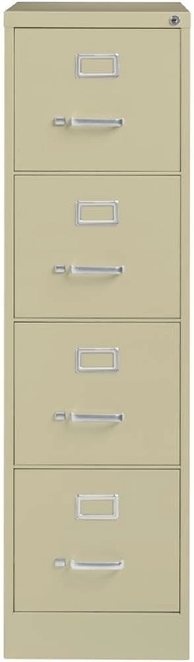 Alt view image 3 of 7 - Metal 4-Drawer Vertical Filing Cabinet Lockable Letter-Size Office Storage with Smooth Ball-Bearing Suspension, Putty Finish, 52" H x 15" W x 22" D