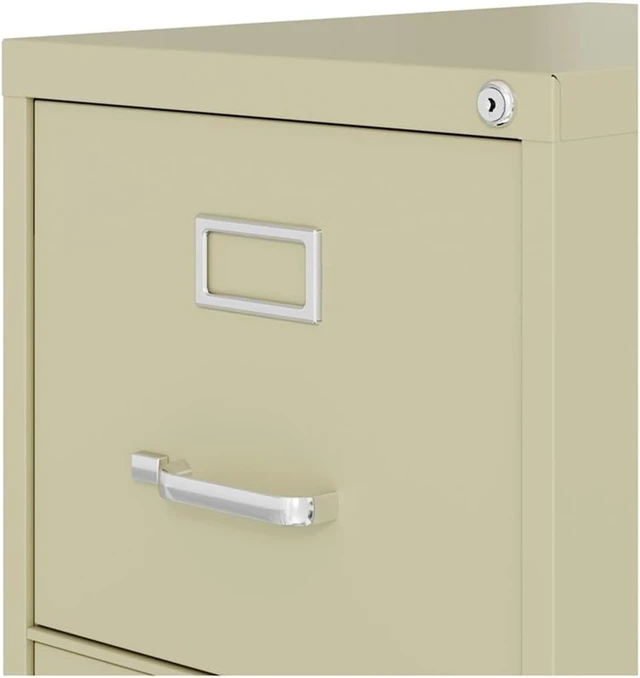 Alt view image 6 of 7 - Metal 4-Drawer Vertical Filing Cabinet Lockable Letter-Size Office Storage with Smooth Ball-Bearing Suspension, Putty Finish, 52" H x 15" W x 22" D