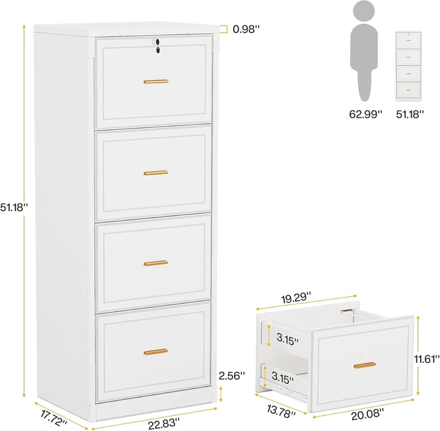 Alt view image 2 of 7 - 4 Drawer File Cabinet with Lock for Home Office