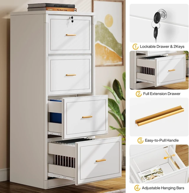Alt view image 5 of 7 - 4 Drawer File Cabinet with Lock for Home Office