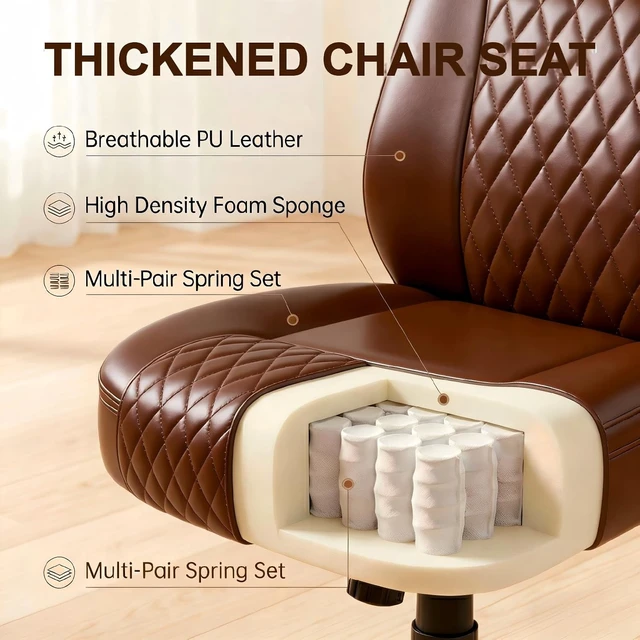 Alt view image 4 of 7 - Mid-Back Comfortable Office Chair with Flip-Up Arms, Brown