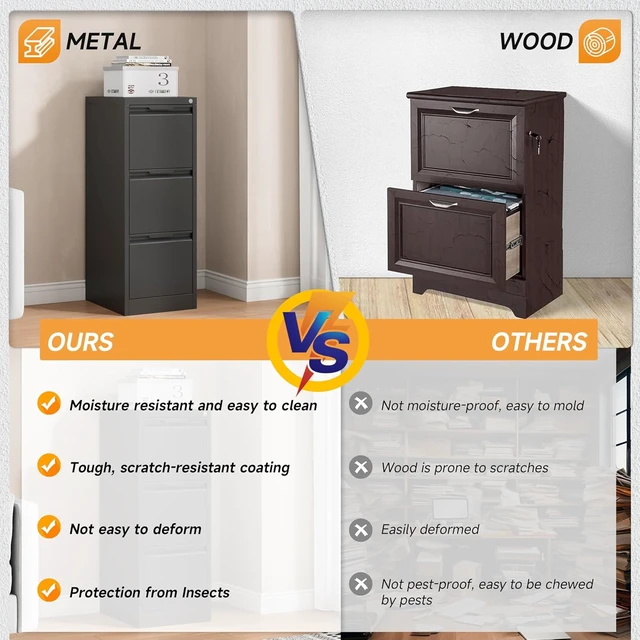 Alt view image 5 of 7 - 3 Drawer Metal File Cabinet with Lock