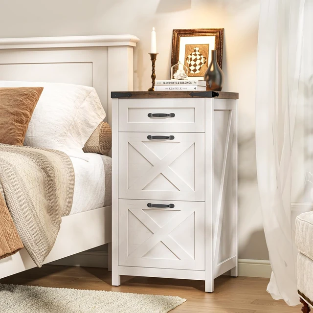 Alt view image 4 of 7 - Farmhouse File Cabinet with 3 Drawers for Home Office, Rustic White